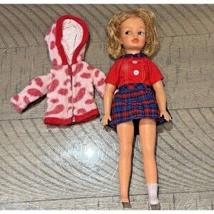 Vtg Ideal Pepper Pos’n Pepper Doll snow flake sweater parka Teachers Pet Dress